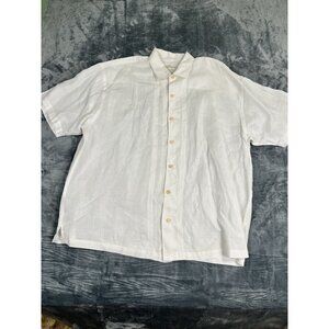 Tommy Bahama Mens White Linen Short-Sleeve Button-Up Shirt XXL